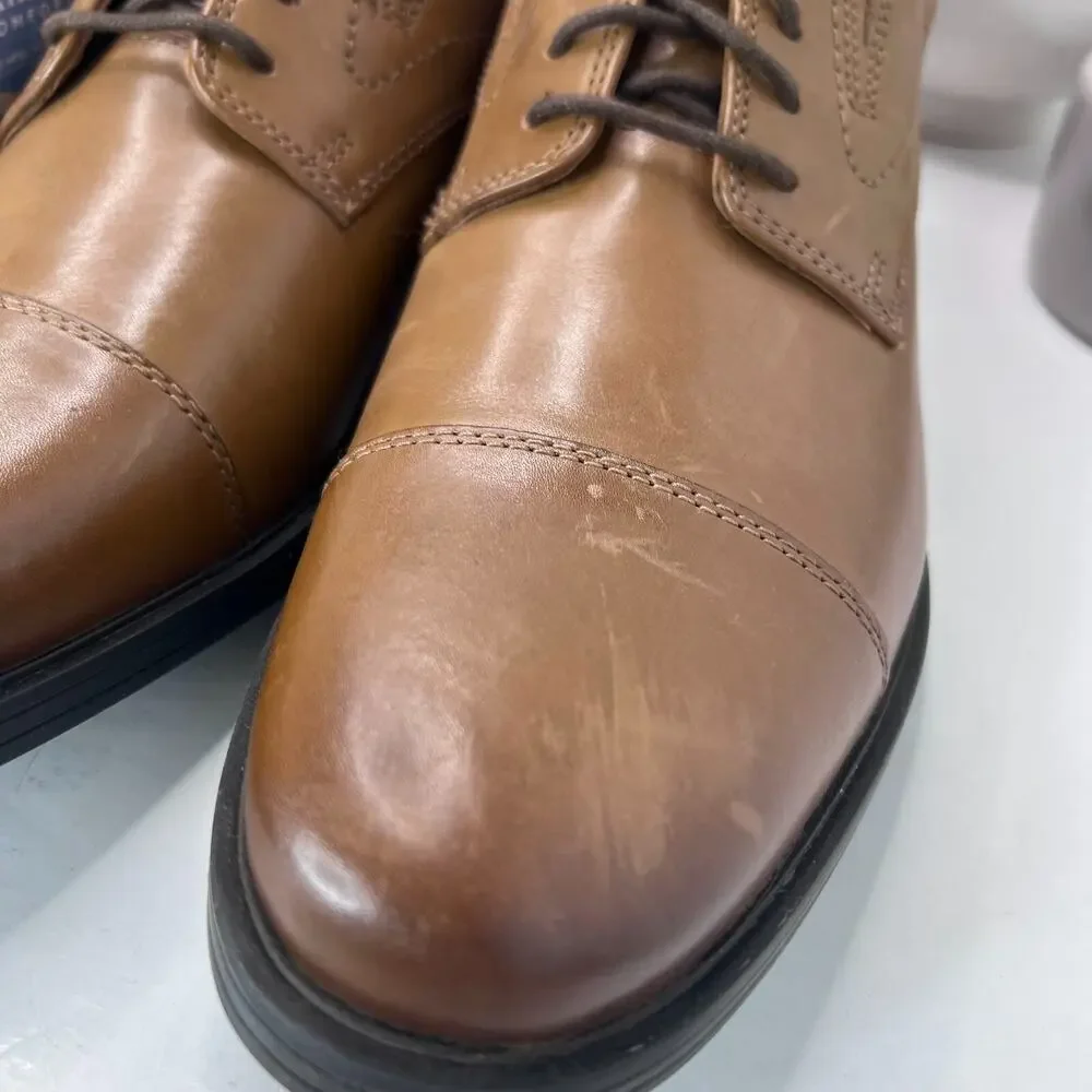 Clarks Whiddon Cap Toe Oxford Leather Shoes Dark Tan 52913 Men's US 8.5M NWD